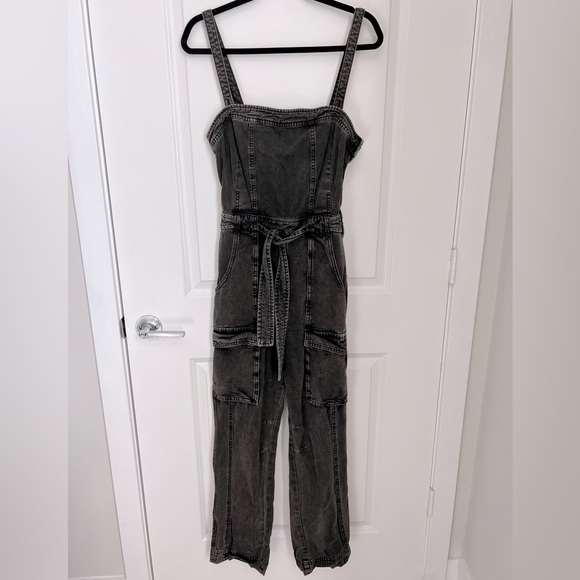 Free People Black Denim Overalls Sz M - Picture 1 of 4
